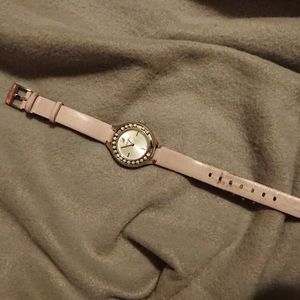 Swarovski pink leather watch